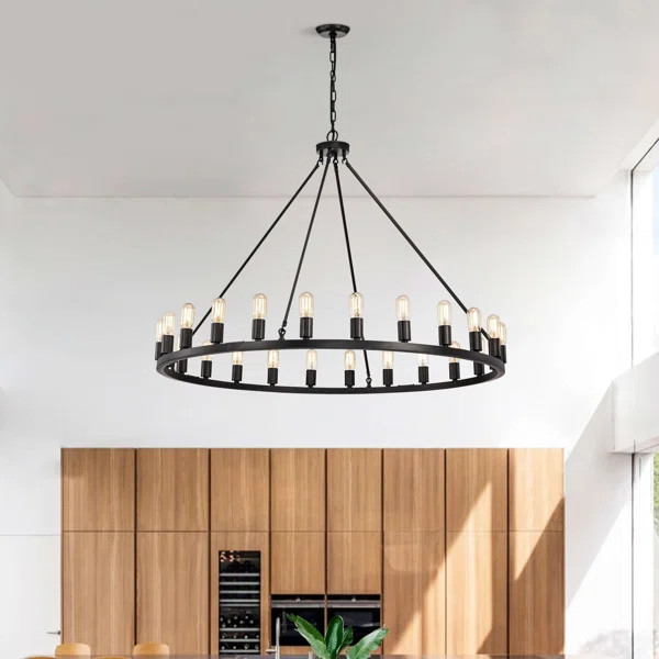 Deleon 24 - Light Dimmable Wagon Wheel Chandelier | Wayfair North America