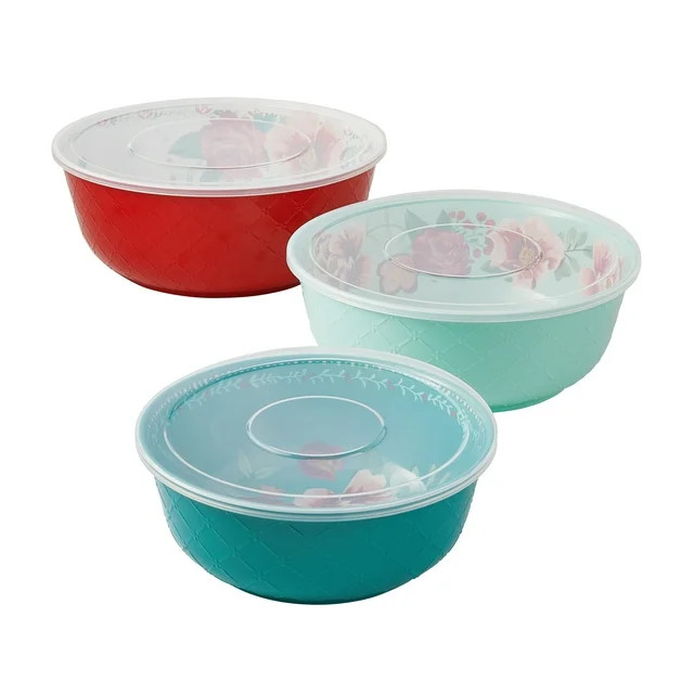 The Pioneer Woman Merry Meadow 6-Piece Embossed Melamine Serving Bowl Set with Lids | Walmart (US)