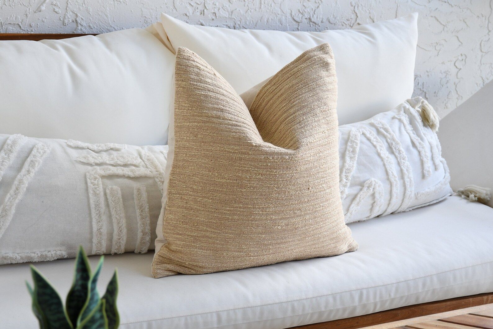 Light Brown 18 x 18 Throw Pillow | Textured Pillow | Soft Boho Pillow Covers | Decorative Pillow ... | Etsy (US)