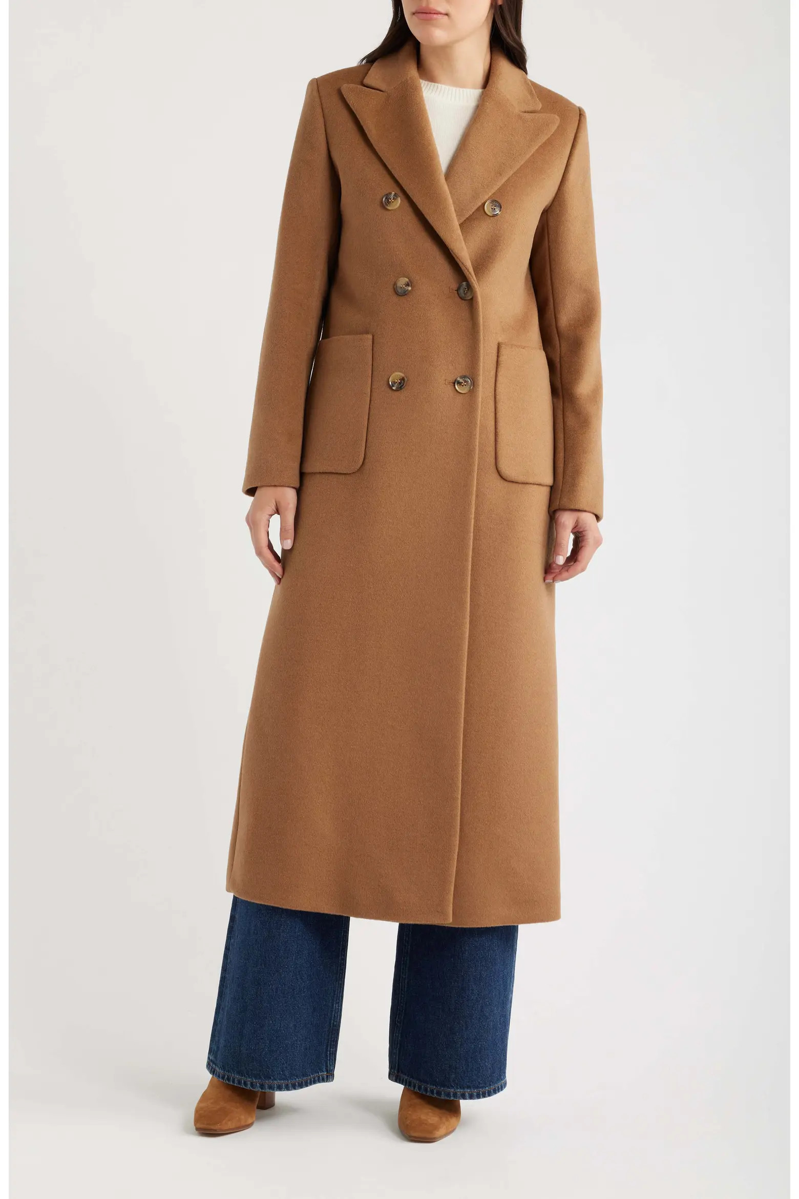 Double Breasted Longline Wool Blend Coat (Women) | Nordstrom | Nordstrom