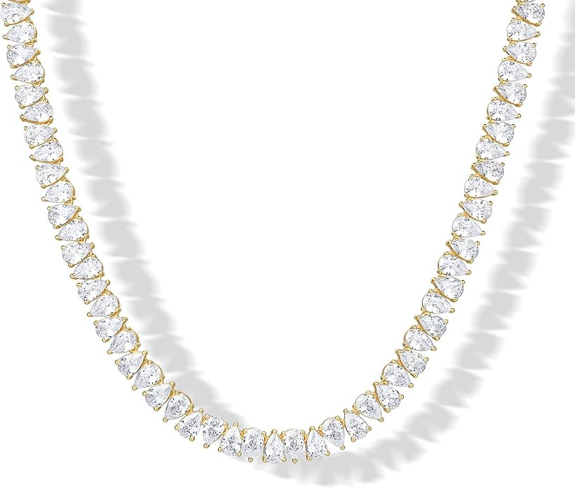 PAVOI 14K Gold Plated Simulated Diamond Tennis Necklaces for Women - Classic Tennis Chain - Timel... | Amazon (US)