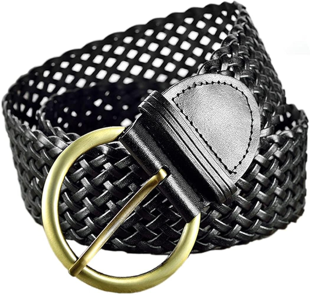 ANNULOYA 2 Inch Wide Leather Braided Belts for Women 100% Hand Made Soft Woven Waistbands with Ro... | Amazon (US)