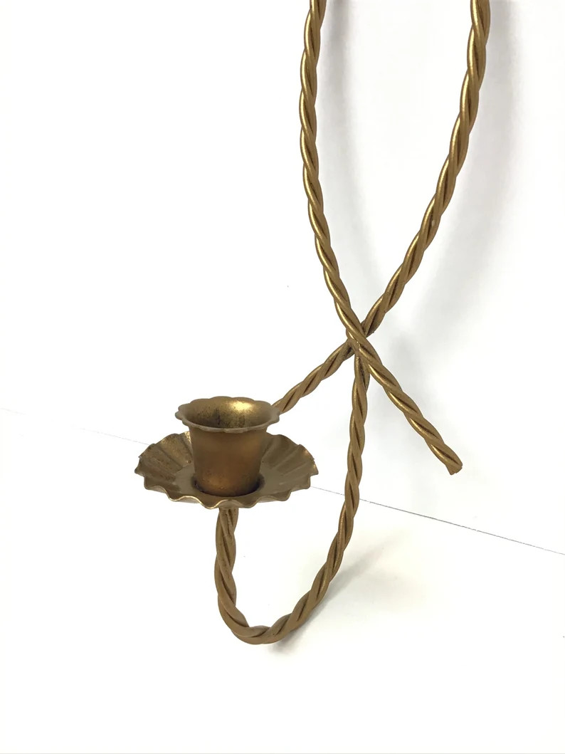 Vintage Twisted Metal Wall Candleholder Sconce - Etsy | Etsy (US)