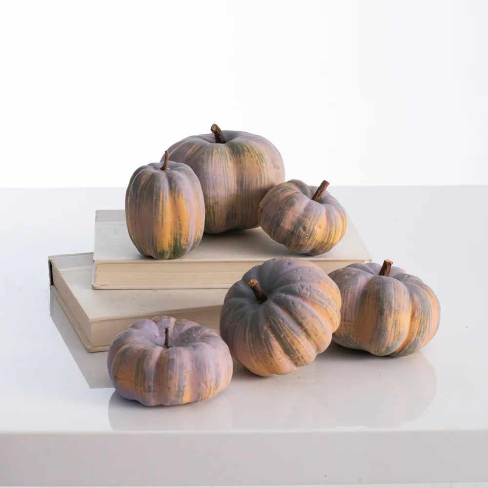 Weathered Thanksgiving Harvest Halloween Colorful Pumpkin Set of 6 | Darby Creek Trading