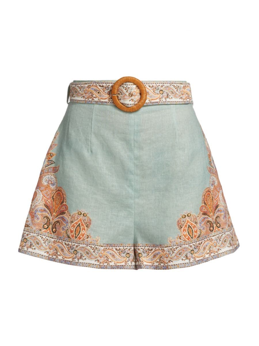 Devi Belted Paisley Shorts | Saks Fifth Avenue