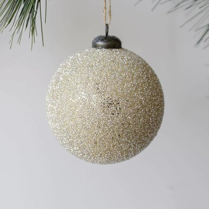 CG Hunter Holiday Collection, 4-Inch Cream Glass Set-of-4 Christmas Tree Ornaments, Premium Chris... | Amazon (US)