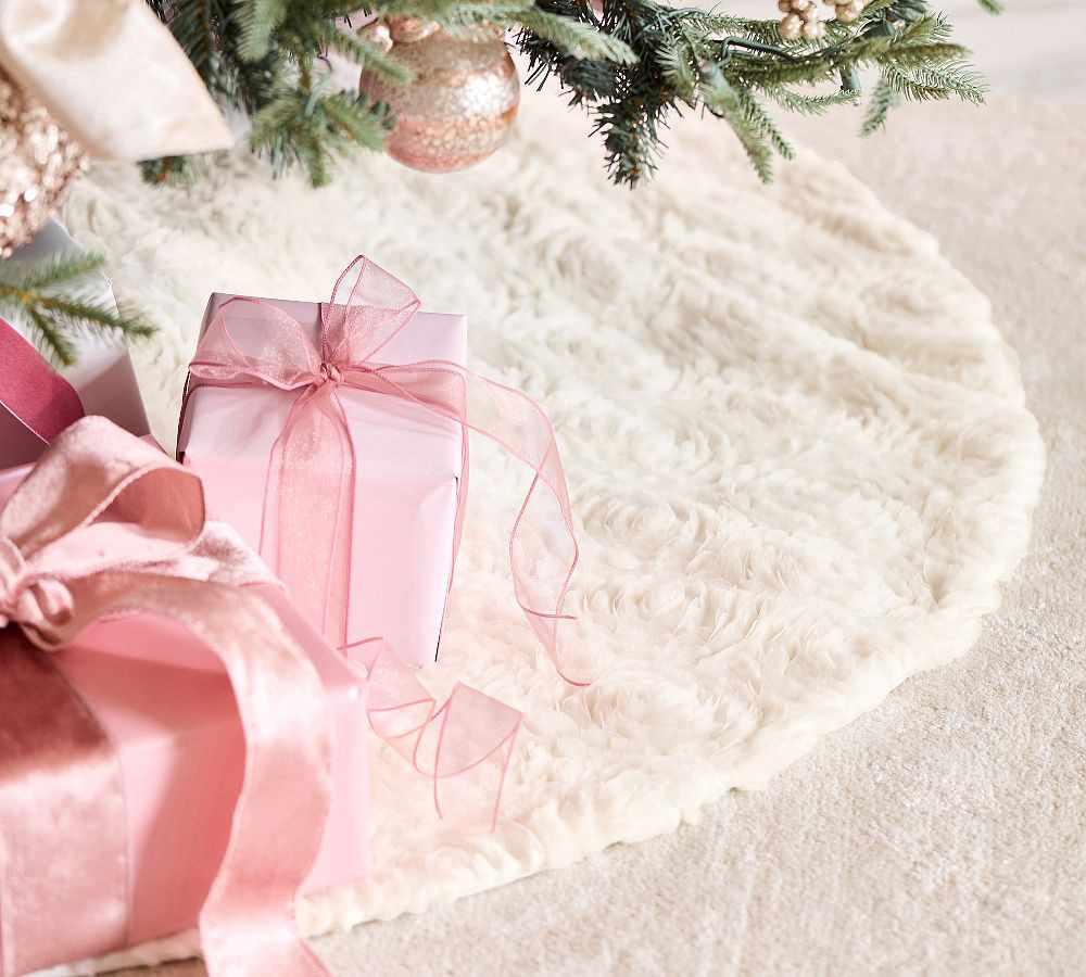 LoveShackFancy Ivory Fur with Rosettes Tree Skirt | Pottery Barn (US)