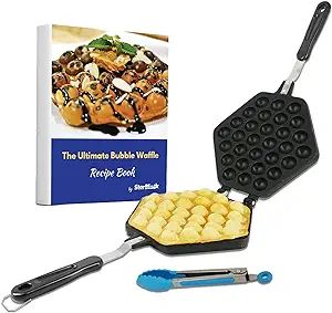 Bubble Waffle Maker Pan by StarBlue with FREE Recipe ebook and Tongs - Make Crispy Hong Kong Styl... | Amazon (US)