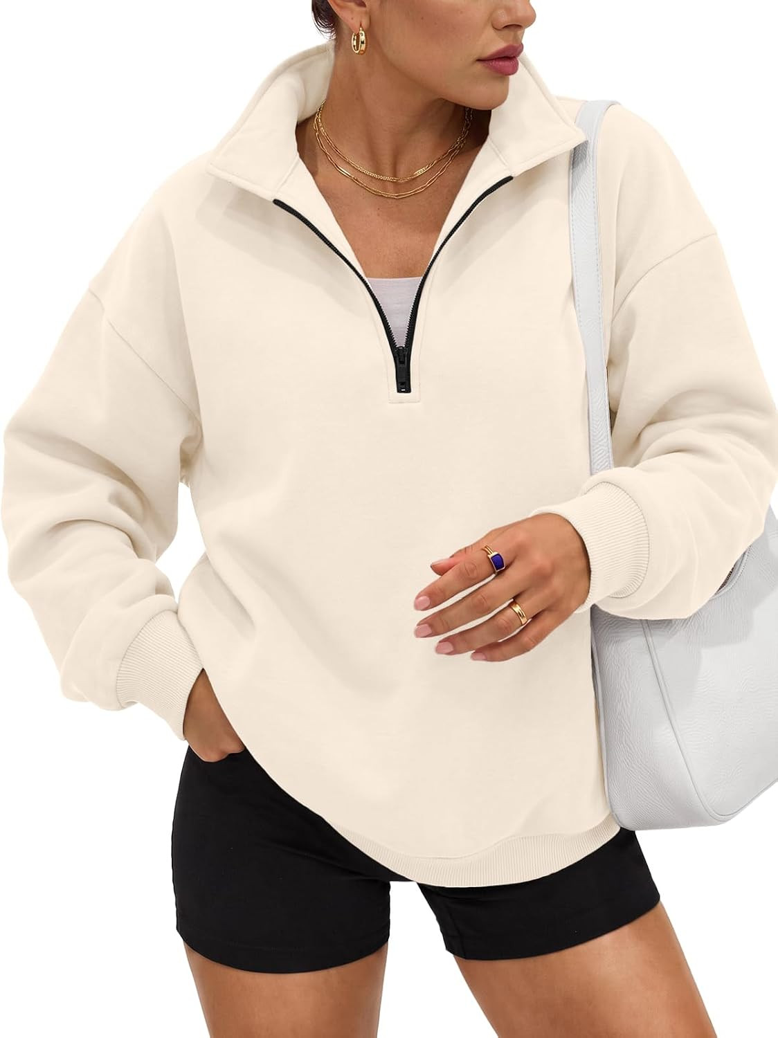 Trendy Queen Women's Oversized Sweatshirts Half Quarter Zip Fleece Sweaters | Amazon (US)