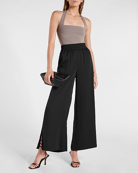 Super High Waisted Pull-On Drapey Wide Leg Pant | Express