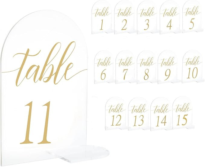 Acrylic Sign Gold Printed Table Numbers, Wedding Table Number for Wedding Reception Hotals Acryli... | Amazon (US)
