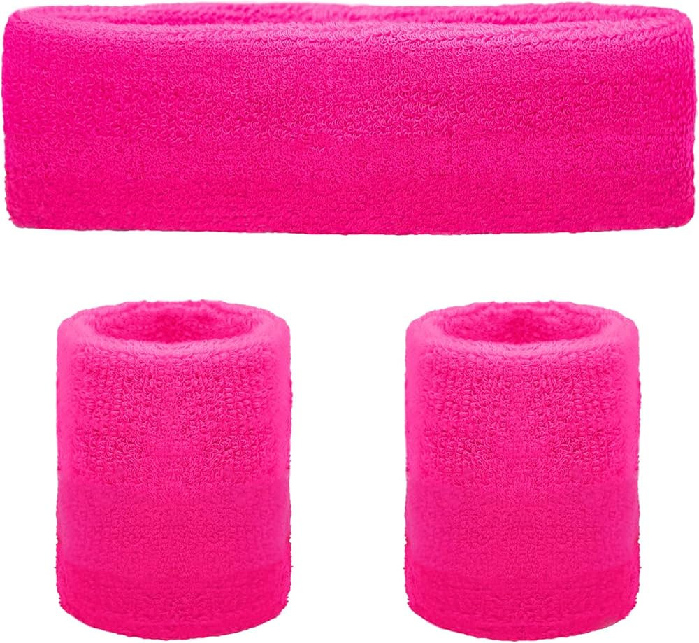 Ronglry 80s Neon Sweatbands Set 80s 90s Outfits for Women Sports Wristband and Headband Neon Swea... | Amazon (US)