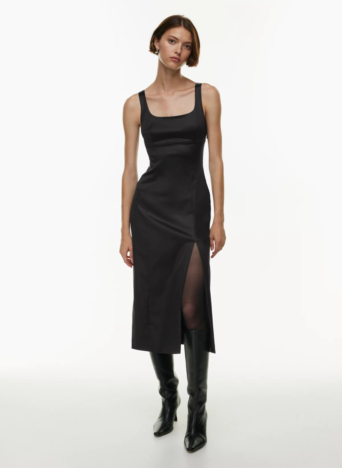 SHINE SATIN MIDI DRESS | Aritzia