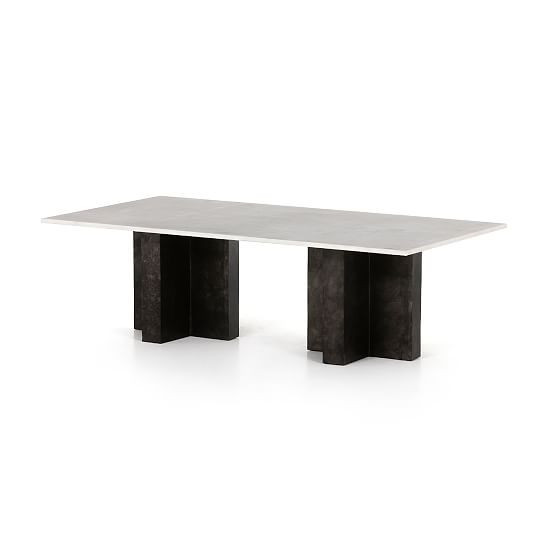 Terrell Coffee Table, Rectangle, White Marble, Raw Black | West Elm (US)