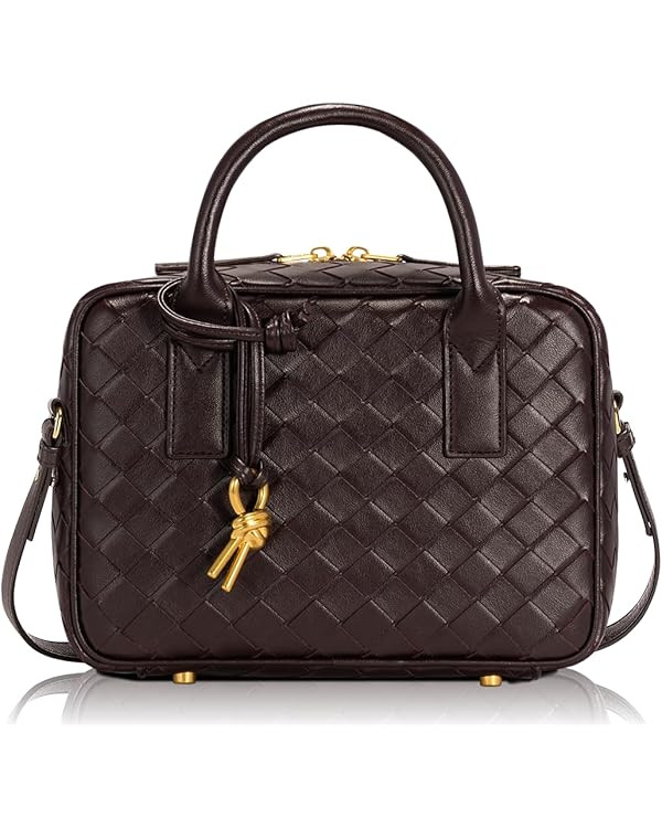 Woven Bag for Women Top Handle Satchel Handbag Crossbody Bag PU Leather Shoulder Bag Woven Purses... | Amazon (US)