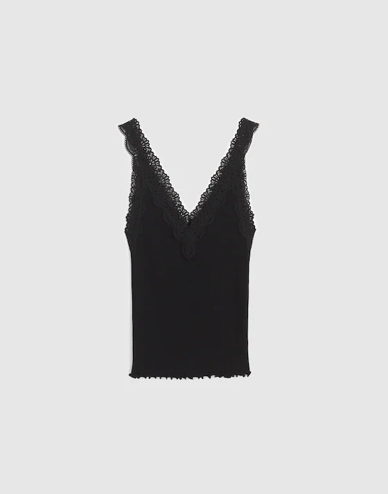 Lace-Trim Ribbed V-Neck Tank | Madewell