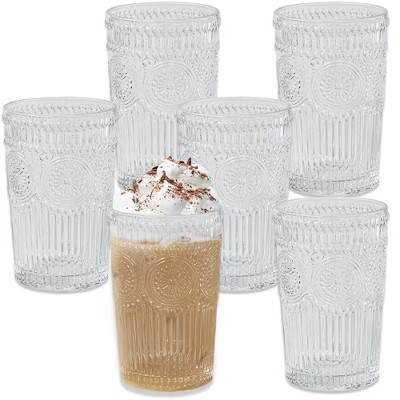 Kate Aspen 13 oz. Vintage Textured Clear Glass (Set of 6) | 27203CL | Target
