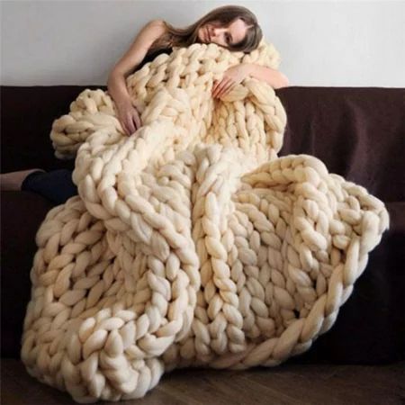 Chunky Knit Blanket Chenille Throw Blanket Knitted Throw Blanket for Bed Sofa & Chair - Soft Chenill | Walmart (US)