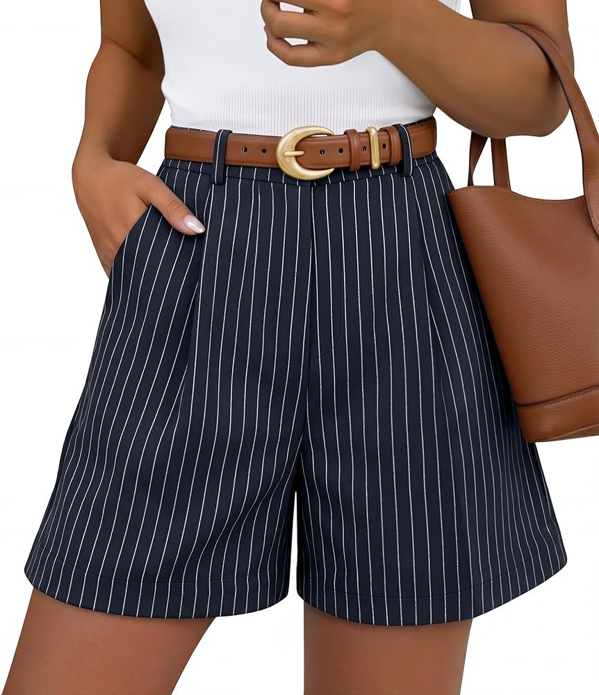 ZESICA Shorts for Women Dressy 2026 Summer Pleated Wide Leg Elastic High Waisted Business Casual ... | Amazon (US)