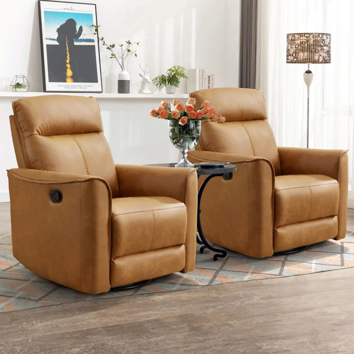 Kayelyn 31.5" Wide Modern Comfortable Swivel and Rocker Manual Recliner Chair (Set of 2) | Wayfair North America