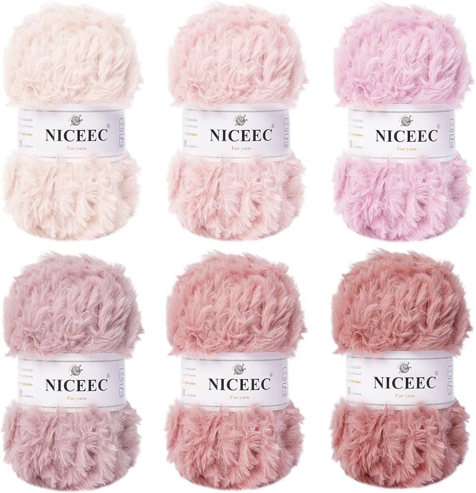 NICEEC Faux Fur Yarn Super Soft Yarn Chunky Fluffy Yarn Eyelash Yarn for Crochet Knit Total Lengt... | Amazon (US)