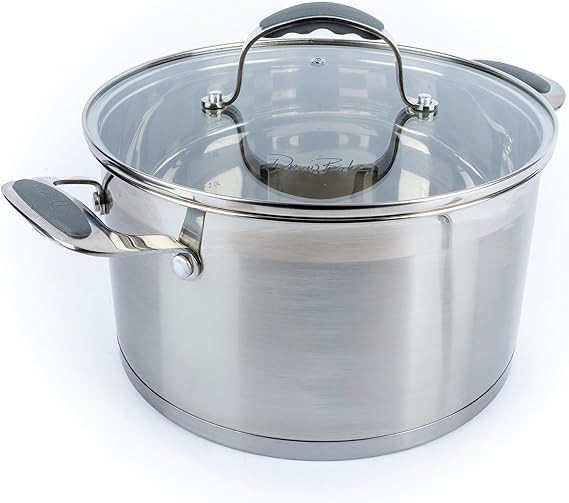 David Burke Stature Stainless Steel 6.25-Quart Dutch Oven with Glass Lid – Side handles, Oven S... | Amazon (US)