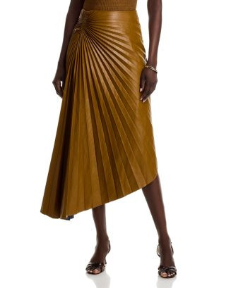 Tracy Asymmetric Pleated Vegan Leather Skirt | Bloomingdale's (US)