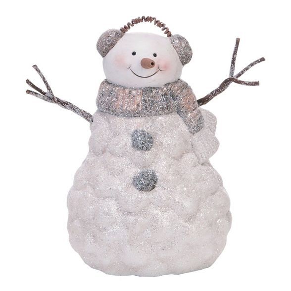 Transpac Terracotta 7 in. White Christmas Nose Snowman Figurine | Target