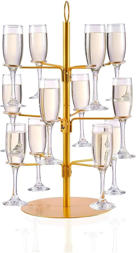 Cocktail Tree Stand, Wine Glass Flight Tasting Display For Drinks, 3 Tier - 12 Holders Champagne ... | Amazon (US)
