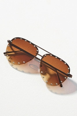 I-SEA Studded Heart Aviator Sunglasses | Anthropologie (US)