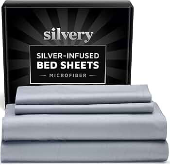 Silvery Silver Infused Bed Sheets Set - Extra Soft Breathable Fabric with Self-Cleaning Technolog... | Amazon (US)