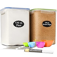 Extra Large Food Storage Containers with Lids Airtight (6.5L|220 Oz|Set of 2) for Flour, Sugar, R... | Amazon (US)
