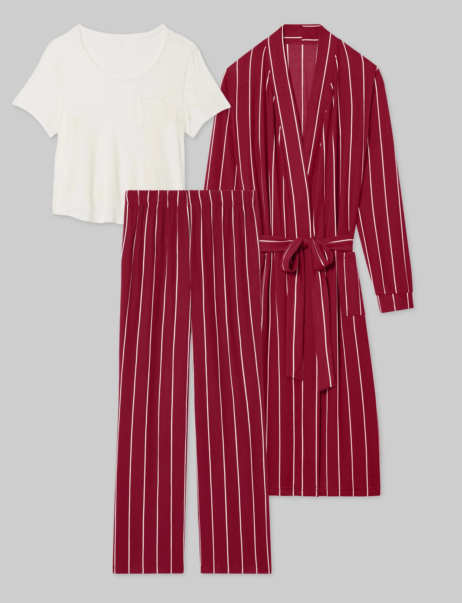 Women's Second Skin Tee, Cozy Pant, & Robe Set | Tommy John