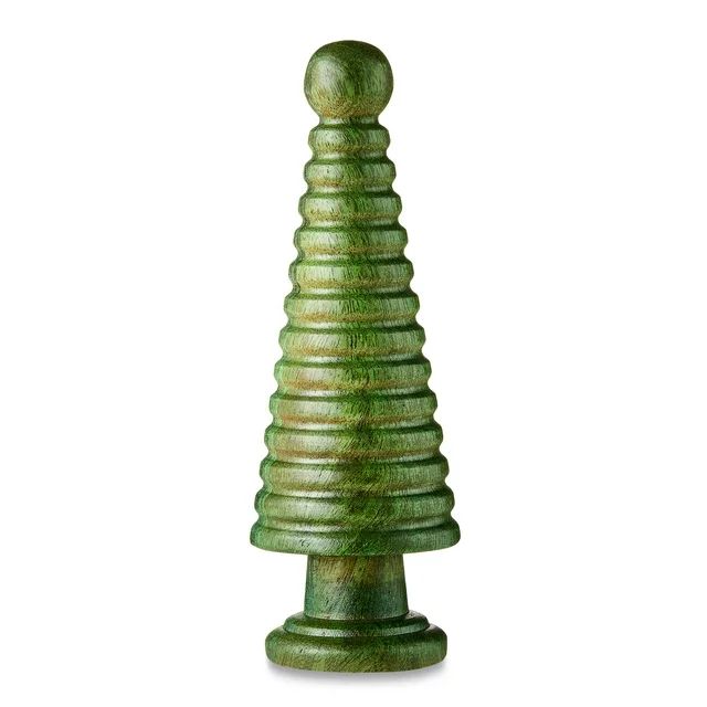 Green Mango Wood Christmas Tree Tabletop Decoration, 7.5 in, by Holiday Time | Walmart (US)