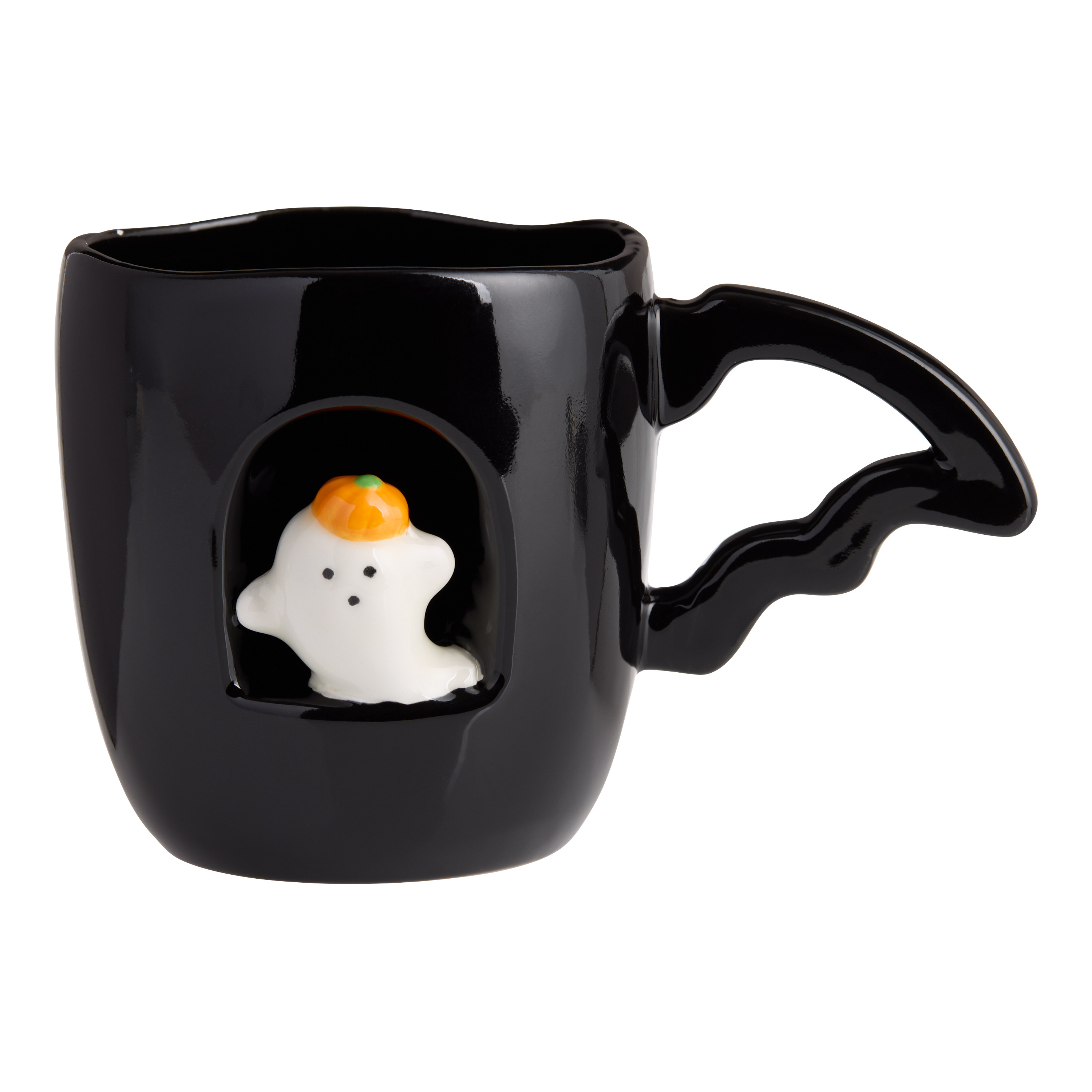 Black Ghost Icon Bat Handle Hand Painted Ceramic Mug | World Market