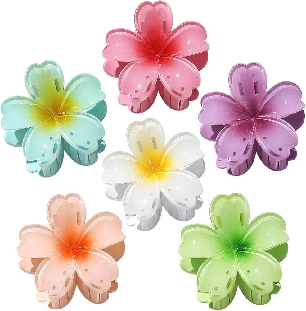 SMKSL 6 Pcs Flower Hair Claw Clips for Women Hawaiian Large Hair Clips for Thick Thin Curly Hair,... | Amazon (US)