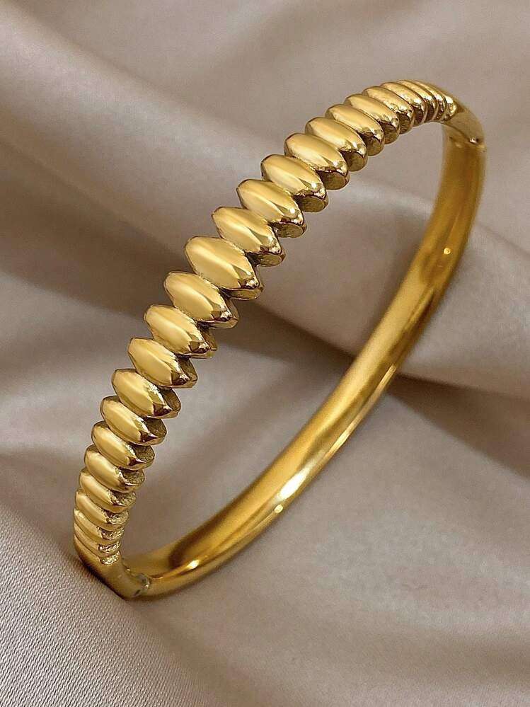 1 Pc Minimalist Geometric Bangle Bracelets For Women Teen Girls Trendy Elegant Stainless Steel Bracelet Stackable Daily Party Jewelry Valentine Day Gifts | SHEIN