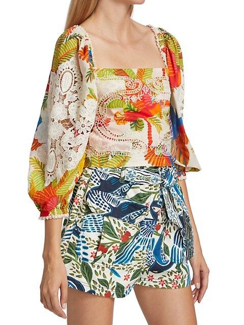 Farm Rio Forest Birds Embroidered Blouse | Saks Fifth Avenue