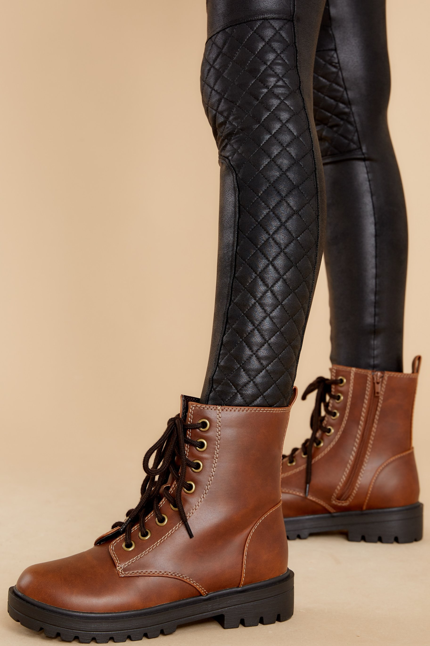 Forget Yesterday Brown Combat Boots | Red Dress 