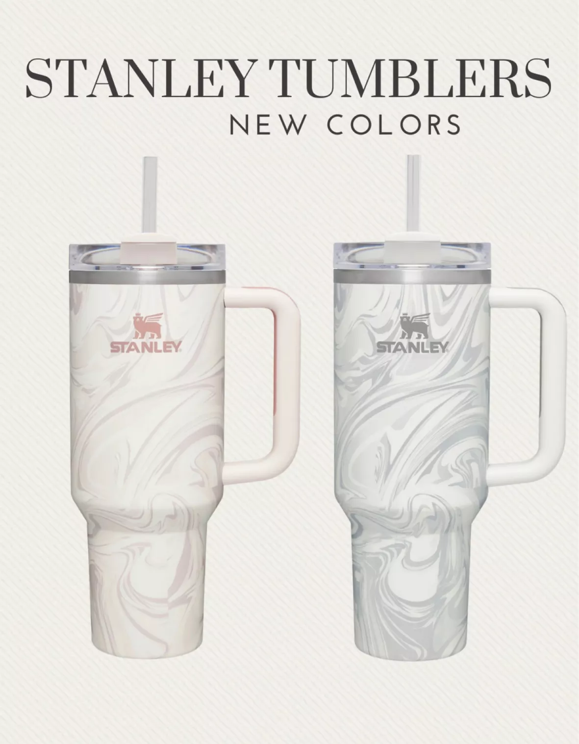Elegant White Marble Stanley Tumbler Cup