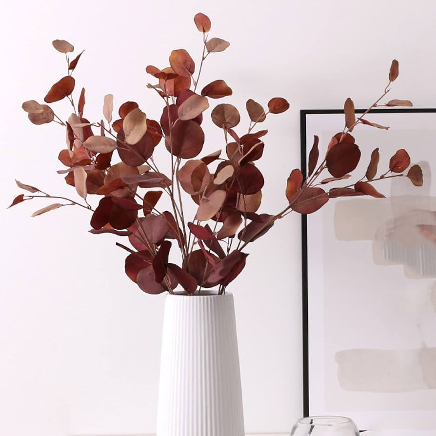 31.8" Tall Fake Eucalyptus Stems, Autumn Artificial Plant with Silk Leaves, Long Branch for Home ... | Amazon (US)