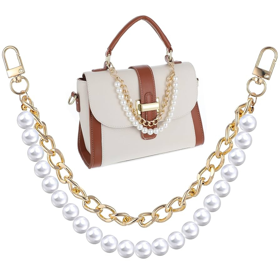 YUXIANLB Bag Charms Pearl Purse Chain Elegant Gold Strap Handbag Accessories for Women Cute Charm... | Amazon (US)