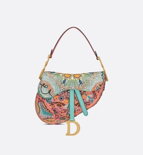 Saddle Bag Multicolor Calfskin Dior In Lights Motif with Pearl and Sequin Embroidery - Bags - Wom... | Dior Beauty (US)