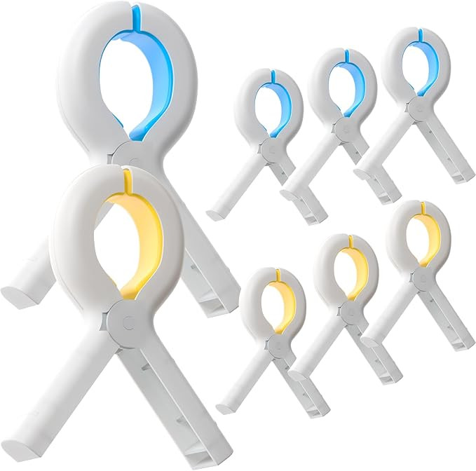 Zeno Beach Towel Clips for Beach Chairs – 8 Pack Extra Large 3.7 Inch Heavy Duty Towel Clips fo... | Amazon (US)