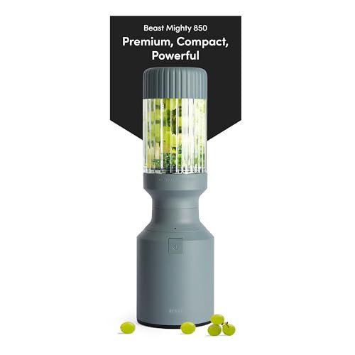 Beast Mighty 850 | Premium Compact Personal Blender | Smoothies, Shakes, Dressings, Sauces, Desserts, Dips | Blends Ice and Frozen Fruit | Includes Extra Lids and Straws | 850W (Mist) | Amazon (US)