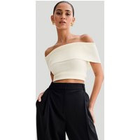 Susanna Off Shoulder Knit Top - Ivory | MESHKI US