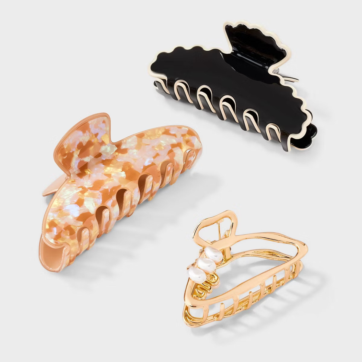 Assorted Marble and Scallop Edge Hair Claw Clip Set 3pc - A New Day™ Multicolor | Target