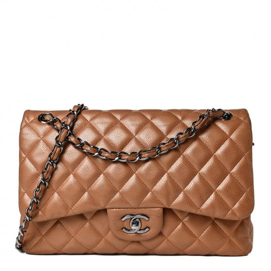 CHANEL Metallic Caviar Quilted Jumbo Double Flap Copper | FASHIONPHILE | Fashionphile