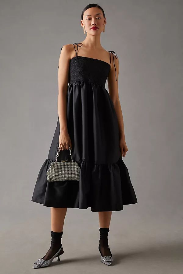 Dhruv Kapoor Smocked Cerise Dress By Dhruv Kapoor in Black Size 1 X | Anthropologie (US)