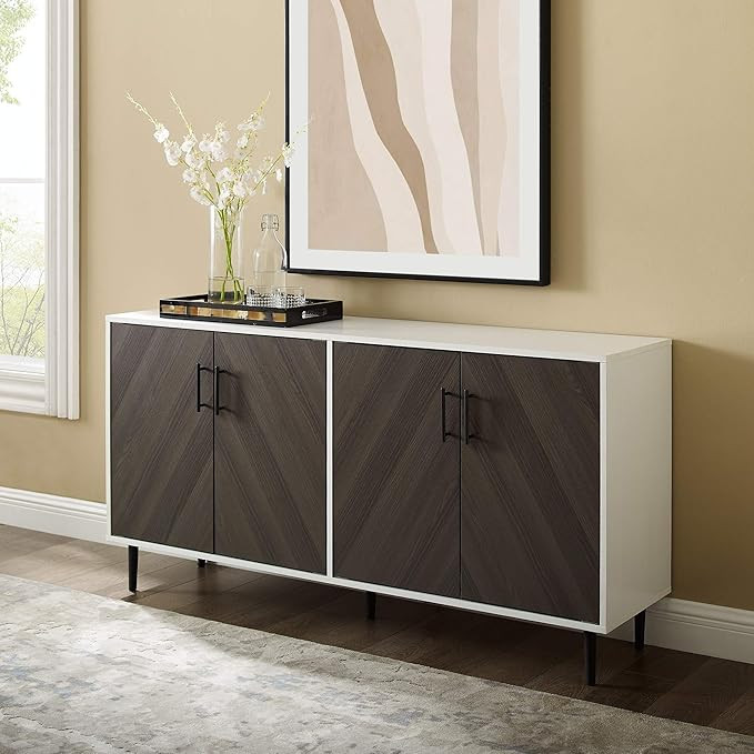 Walker Edison Fehr Modern 4 Door Bookmatch Buffet, 58 Inch, Ash Brown | Amazon (US)